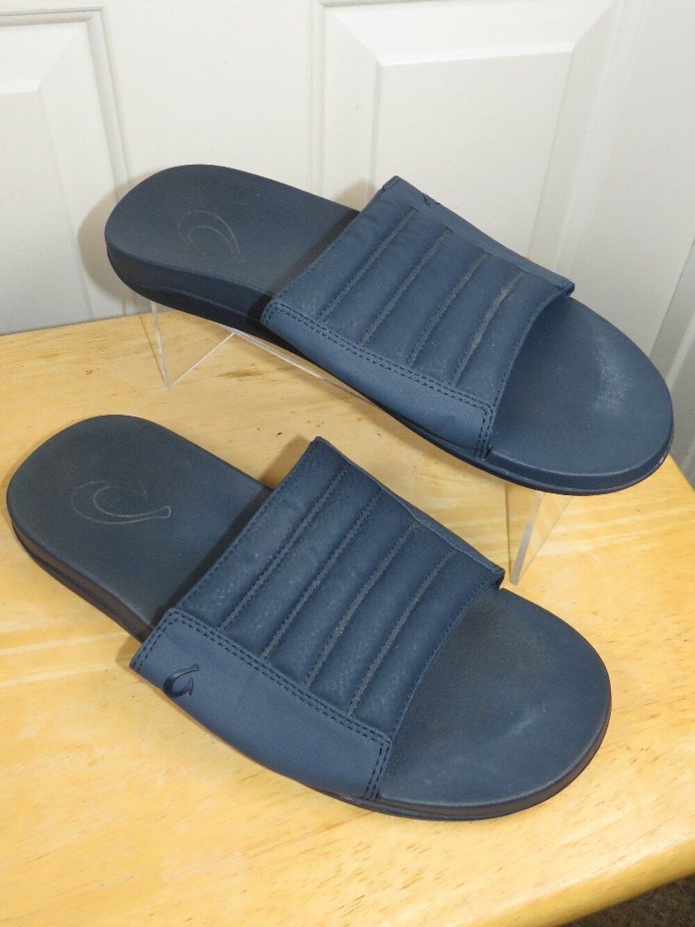 OluKai Maha 'Olu Mens Slide Sandals Moonlit Ocean Blue Comfort Slip On Size 9